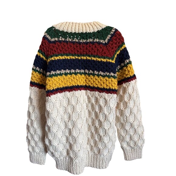 Vtg 80's Puritan Fisherman's Style Sweater Men's L Handmade Chunky Cable Knit - Picture 3 of 7